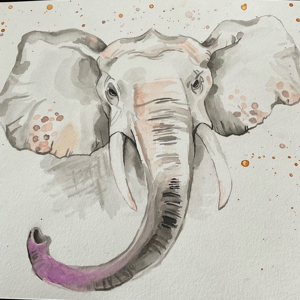 ORIGINAL HAND PAINTED WATERCOLOR - ELEPHANT